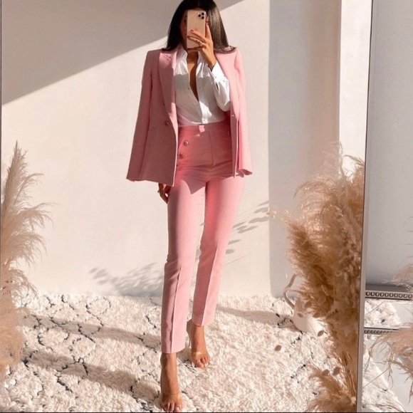 NWT Zara Tailored Pink Double breasted Blazer - Picture 1 of 10